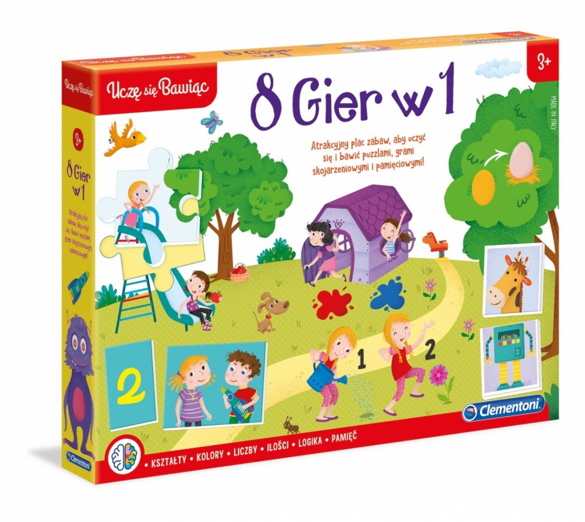 Clementoni 8 GIER W 1 Gra EDUKACYJNA Puzzle SKOJARZENIA Memory 3-5 Lat