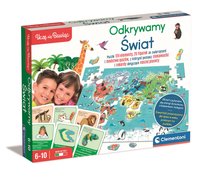 Clementoni ODKRYWAMY ŚWIAT Układanka PUZZLE GRA Mapa ŚWIATA Zwierzęta Quiz Uczę się Bawiąc