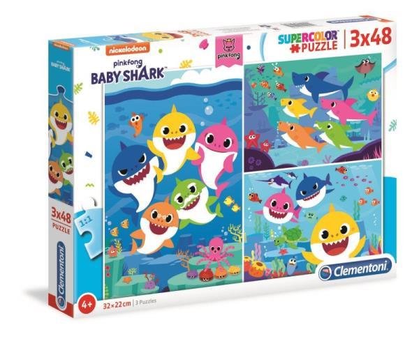 Clementoni, puzzle, Baby Shark, 3x48 el.