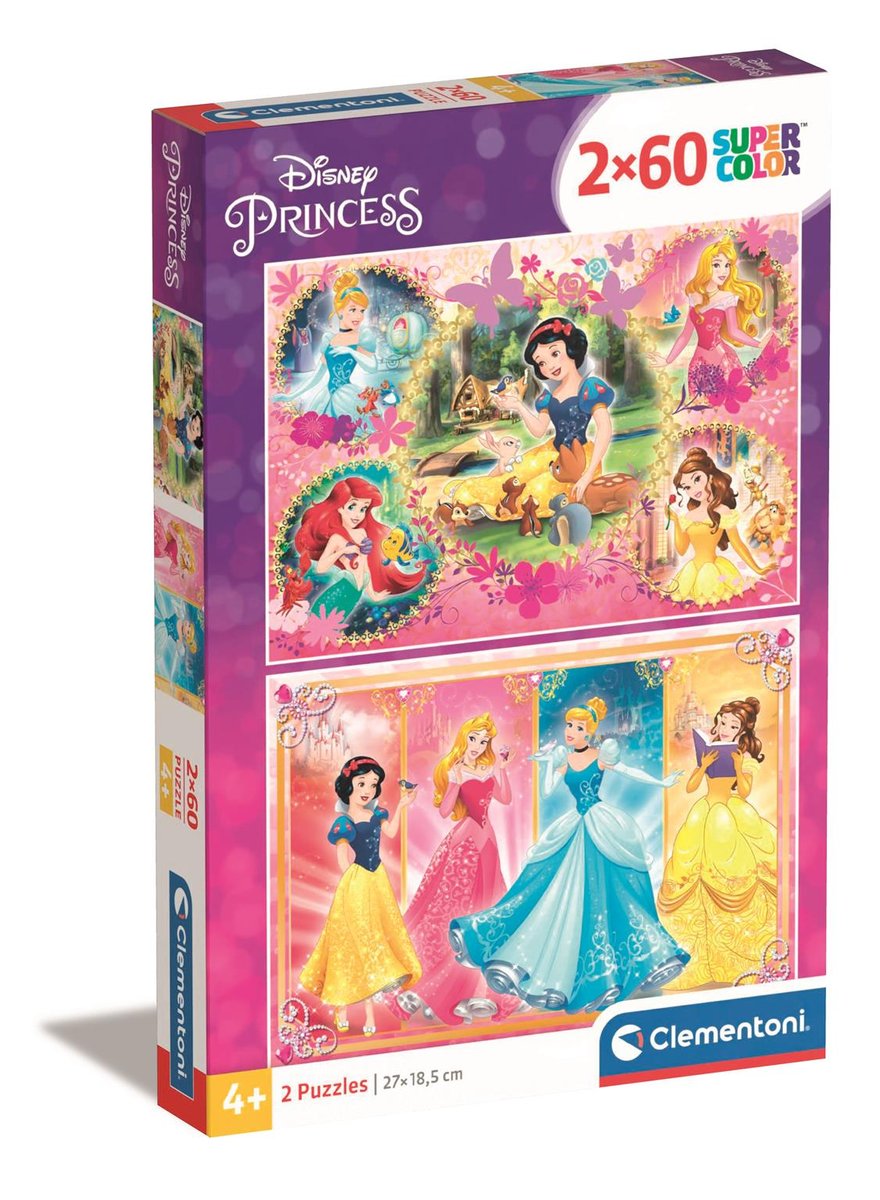Clementoni, puzzle, Disney, Księżniczki, 2x60 el.