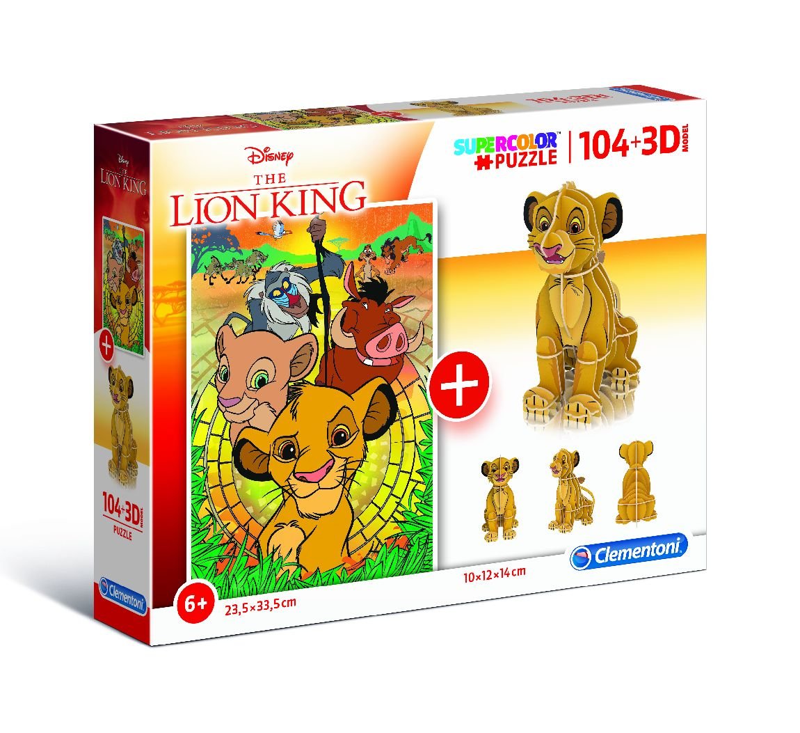 Clementoni, puzzle, Disney, Lion King z modelem 3D, 104 el.