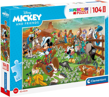 Clementoni, puzzle, Disney, Maxi Supercolor Mickey i przyjaciele, 104 el. - Clementoni