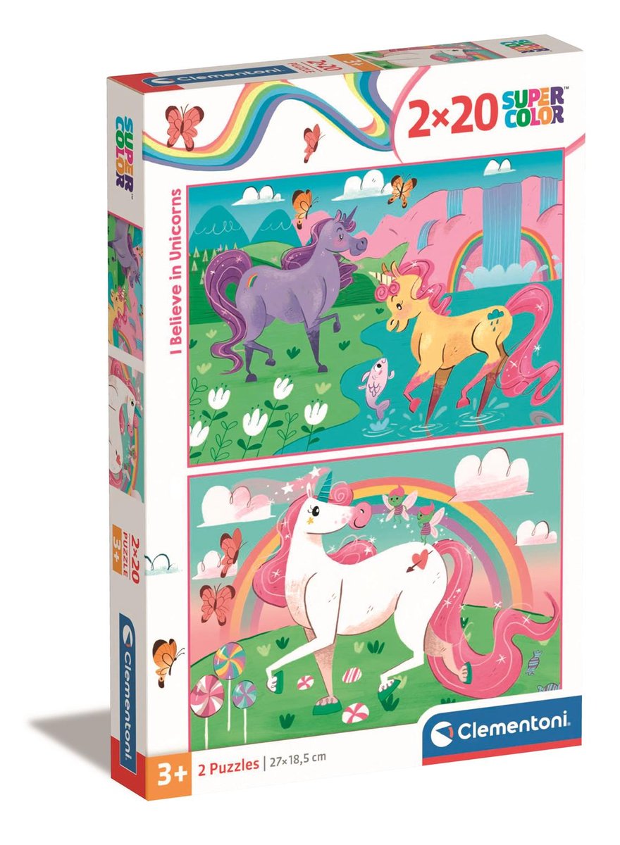 Clementoni, puzzle, Jednorożce, 2x20 el.