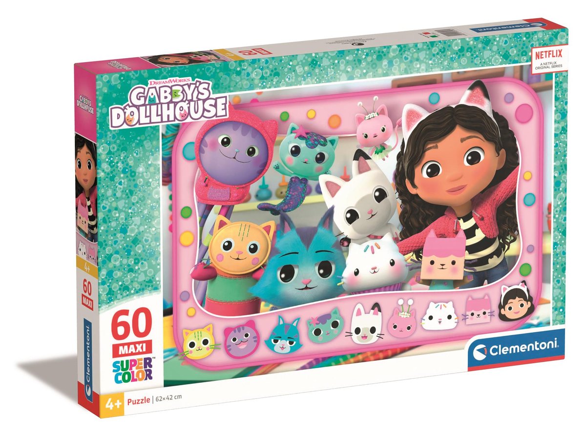 Clementoni, Puzzle, Maxi Super Kolor, Gabby's Dollhouse, 60 el ...