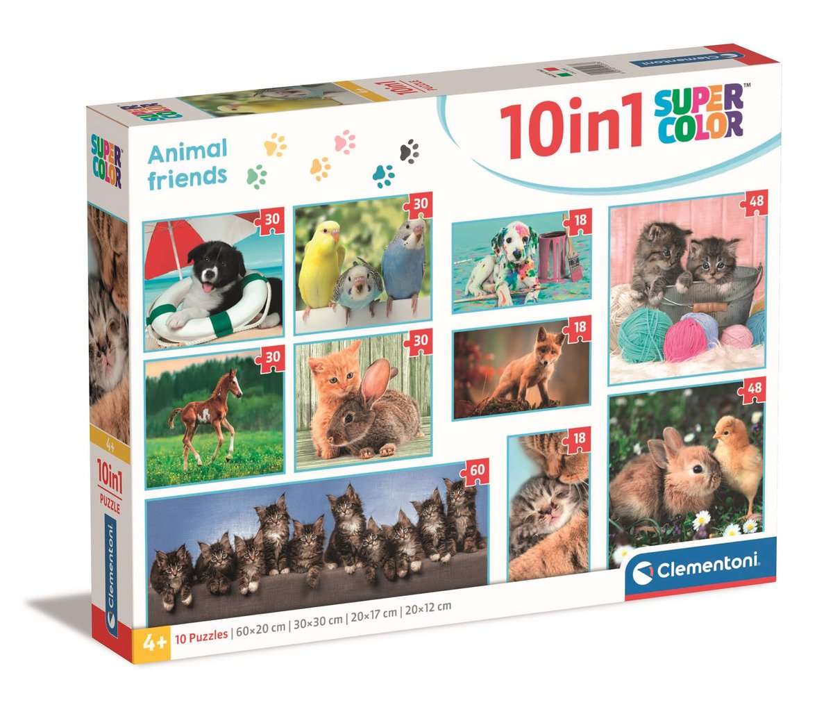 Clementoni Clementoni, Puzzle, Super Kolor, Animal Friends, 10w1