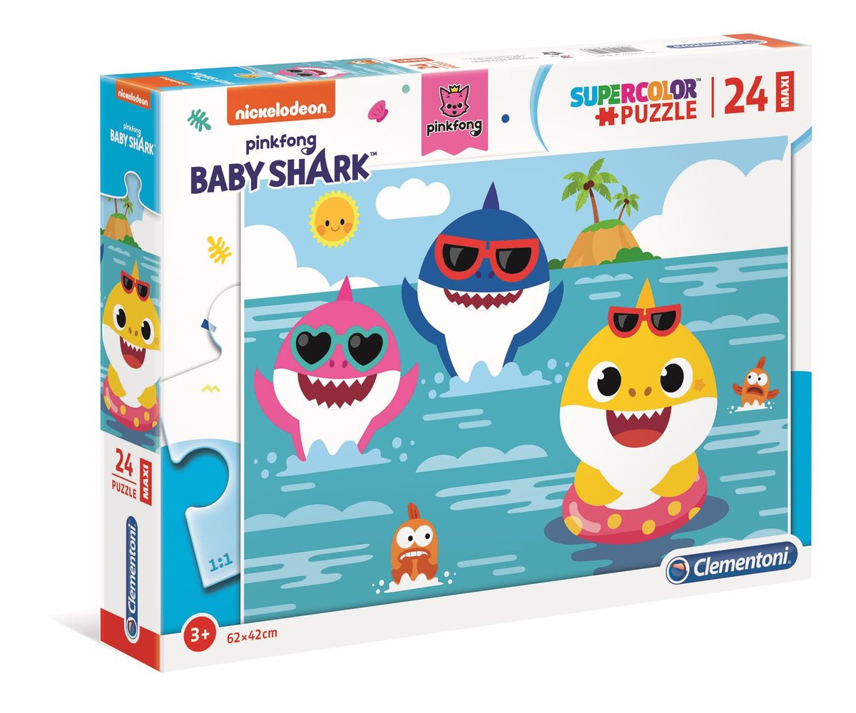Clementoni Clementoni Puzzle Układanka 24 Elementy Maxi Baby Shark Dla Dzieci Obrazek