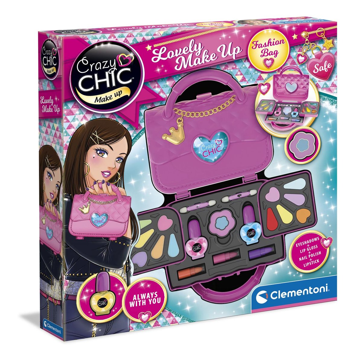 Clementoni, zestaw kreatywny Crazy Chic Torebka Lovely Make Up, 18641