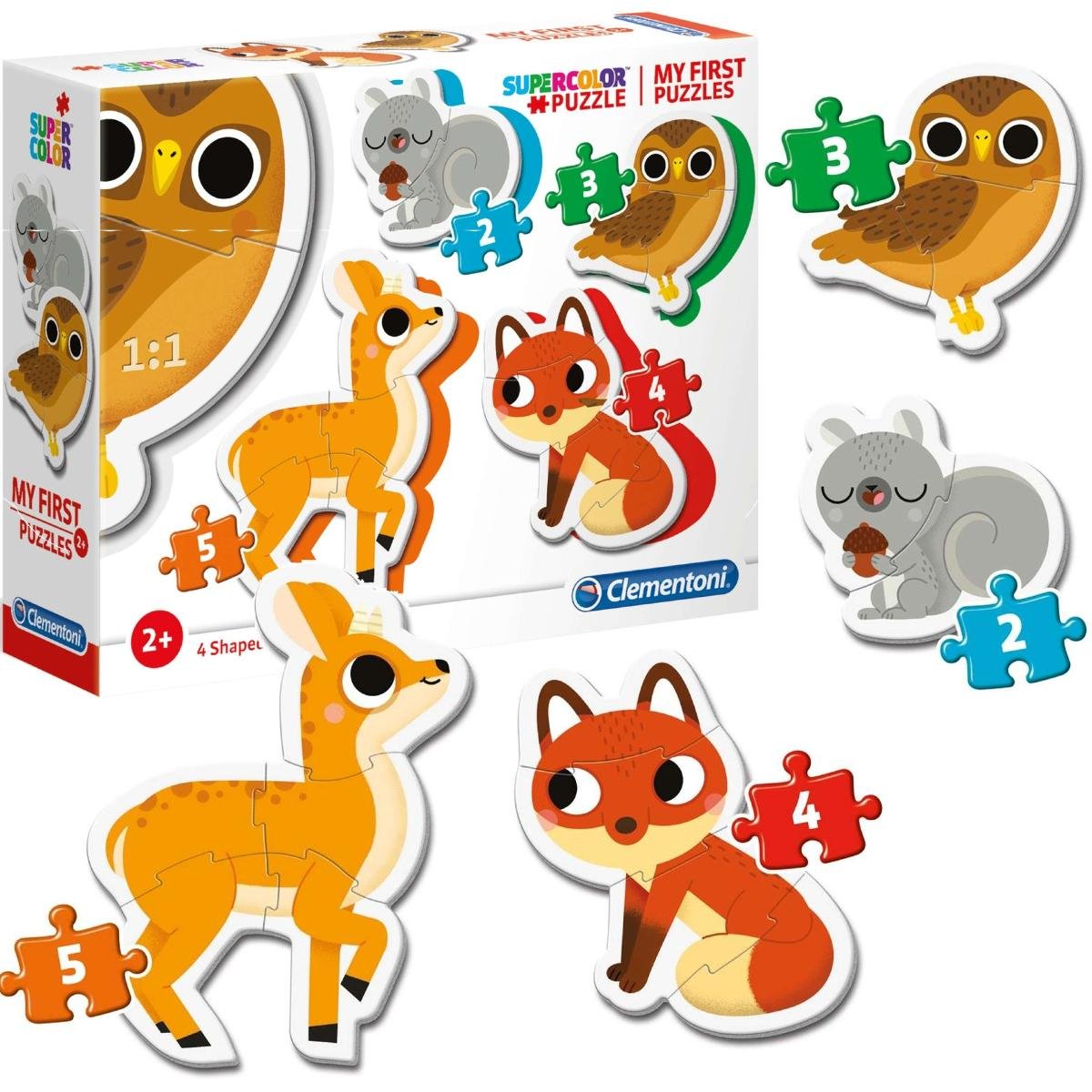 Clementoni2-3-4-5 Moje Pierwsze Puzzle Leśne Zwierzęta Układanka Dla Dzieci