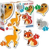 Clementoni2-3-4-5 Moje Pierwsze Puzzle Leśne Zwierzęta Układanka Dla Dzieci Clementoni
