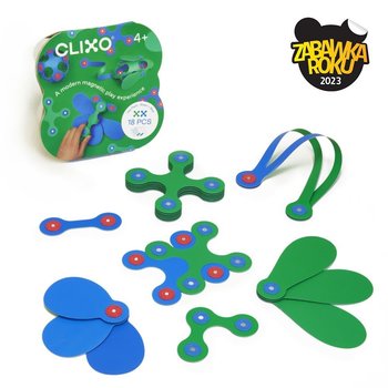 CLIXO klocki magnetyczne jak origami - zestaw 18 elementów (zielono - niebieski) - CLIXO