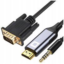 CO2 KABEL VGA - HDMI PRZEJŚCIÓWKA KONWERTER ADAPTER AUDIO FULL HD 60HZ 1M
