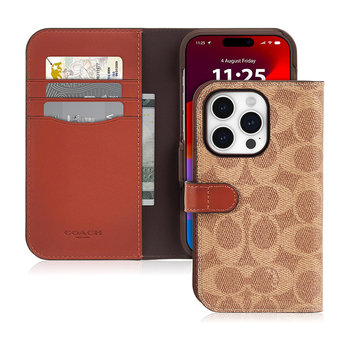 Coach Folio Signature C Case - Etui 2w1 z klapką iPhone 15 Pro (Tan) - Case-mate