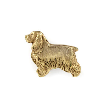 Cocker spaniel angielski - pozłacana broszka typu pin, elegancka ozdoba z psem, wyjątkowy pins marki Art-Dog - Art-Dog