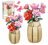 COIL Klocki konstrukcyjne zestaw 550 elementów kwiaty w wazonie czerwone. różowe