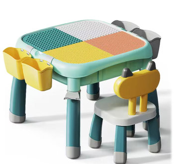COIL Stolik wielofunkcyjny blat do układania klocków 2w1 dla dzieci + krzesło pastelowy - COIL