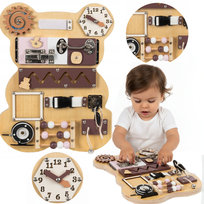 Coil Tablica Manipulacyjna Montessori Drewniana Miś Ff COIL