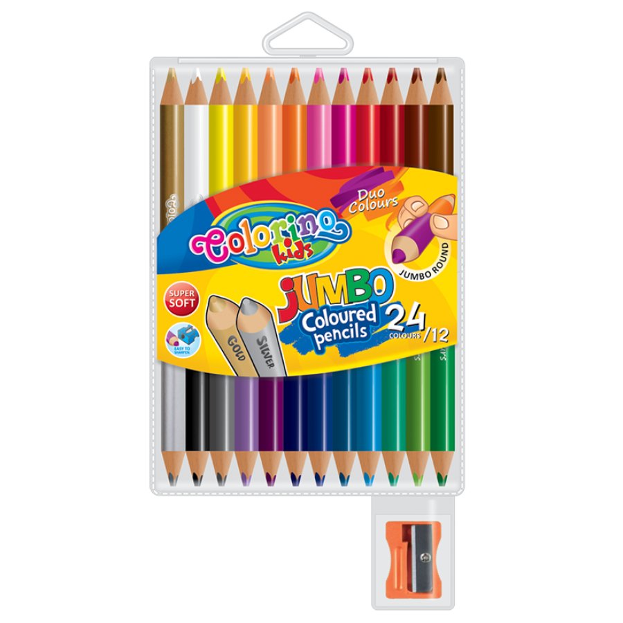 Colorino Kids, Kredki Ołówkowe Okrągłe 24 Kolory + Temperówka, Jumbo ...