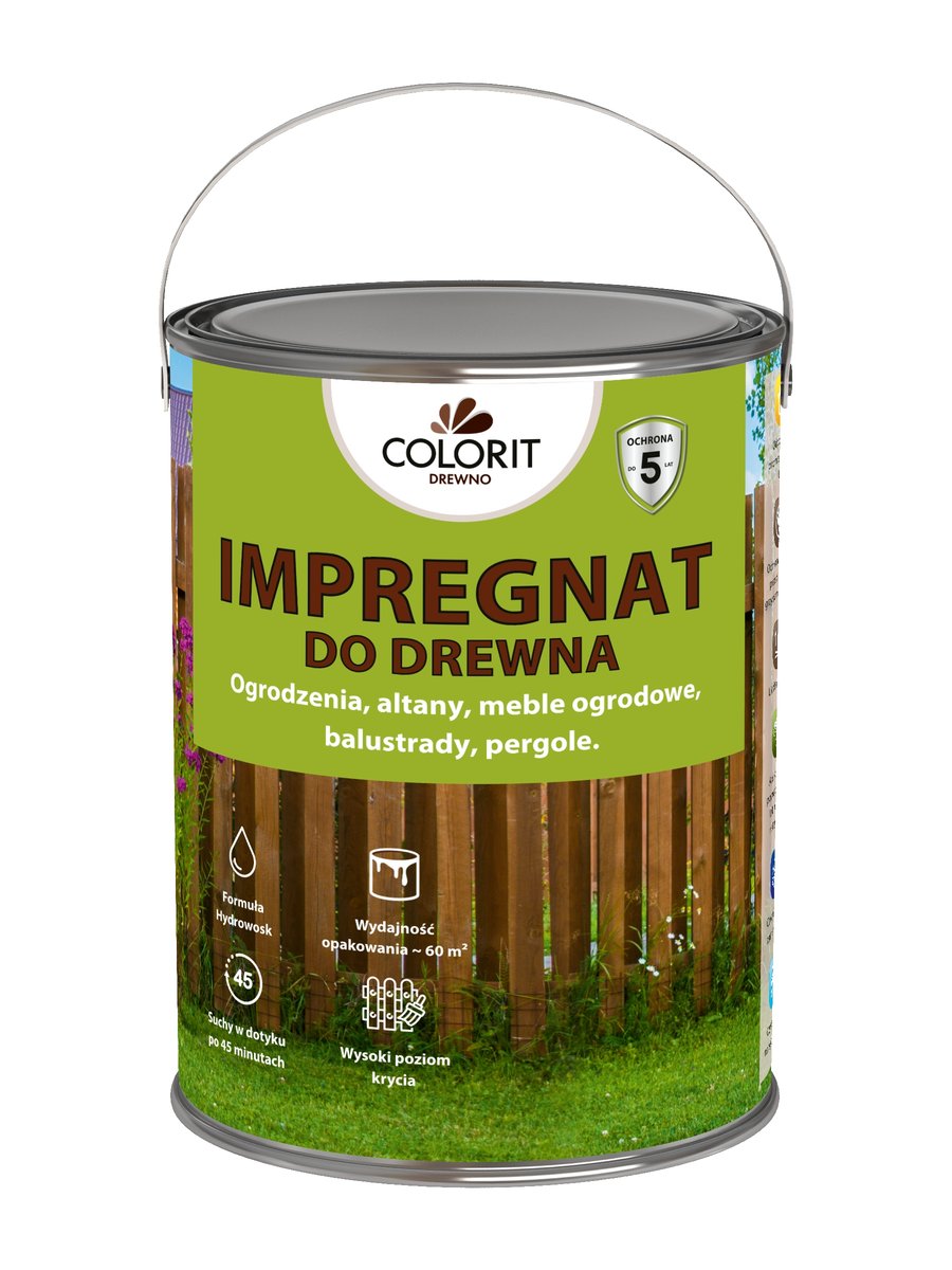 COLORIT IMPREGNAT OCHRONNY Z FORMUŁĄ HYDROWOSK DO DREWNA 4,5L HEBAN ...