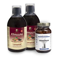 COLOSTRUM, Zestaw 2 x Probiotyczny ekstrakt ziołowy Odporność 500ml oraz 105kaps. po 400mg, Suplementy diety