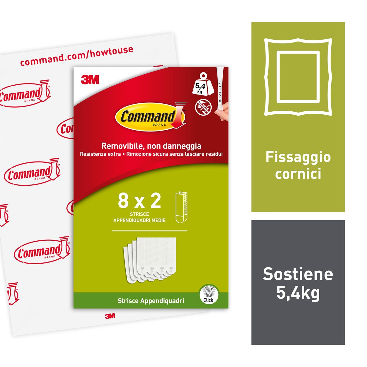 Command rzepy samoprzylepne do wieszania obrazów do 5,4 kg, 16 szt. (8 ...
