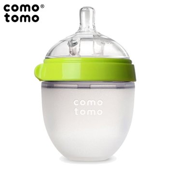 Comotomo, Antykolkowa butelka silikonowa, MOM'S BREAST, 150 ml, Green, Newborn - Comotomo