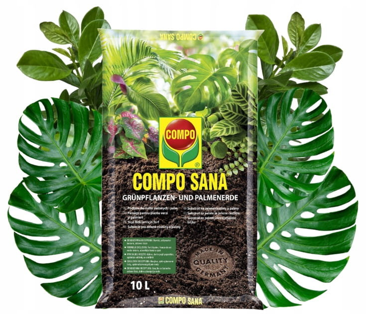 Compo Sana Podłoże do roślin zielonych i palm 10L Torf, perlit, agrosil ...