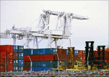 Container facility at Oakland Harbor., Carol Highsmith - plakat 42x29,7 cm - Galeria Plakatu