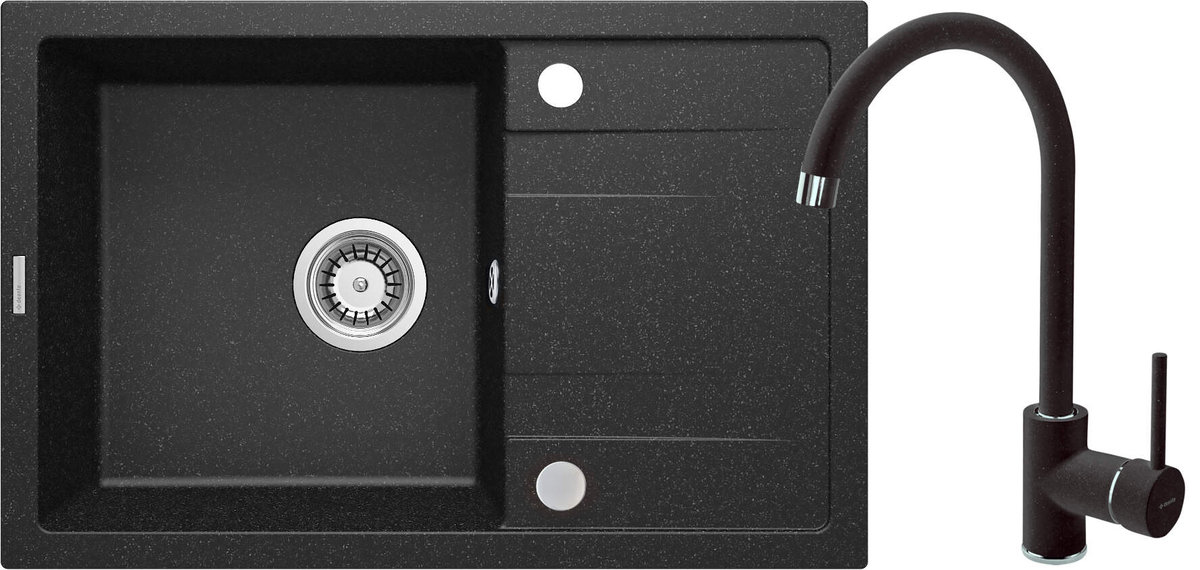 Corio zlewozmywak granitowy z baterią 1-komorowy z ociekaczem-Zdjęcie-0