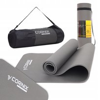 CORNIX MATA DO ĆWICZEŃ JOGI FITNESS PILATES ANTYPOŚLIZGOWA NBR 1cm GRUBA + POKROWIEC