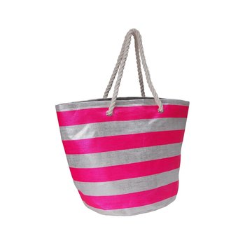 Corvet, Torba plażowa, BB 7046-01, różowo-srebrne pasy - CORVET