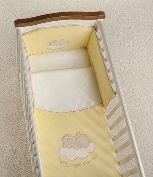 Cottolare, Pościel, 3-elementowa, 100x135 cm, haft, miś w obłokach - Cottolare