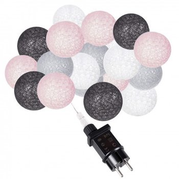 Cotton balls 20 led lampki dekoracyjne, girlanda na prąd grafitowo-białe - Springos