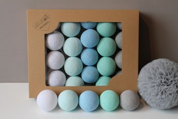 Cotton Balls, Lampki, Mint Pastel, 20 szt. - MIA home