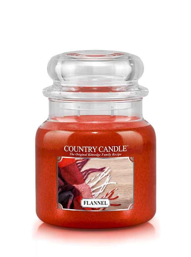 Country Candle, Flannel, świeca zapachowa, średni słoik, 2 knoty