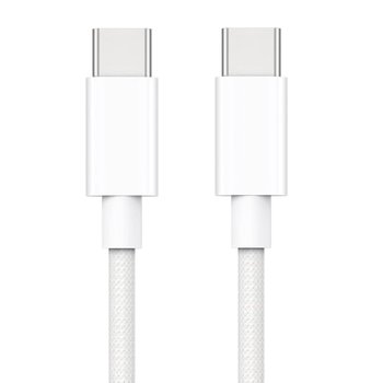 CP CBL5 Przewód w oplocie 65 W PD USB-C na USB-C Kabel do transmisji danych i ładowarki 1 m Biały - RIFF