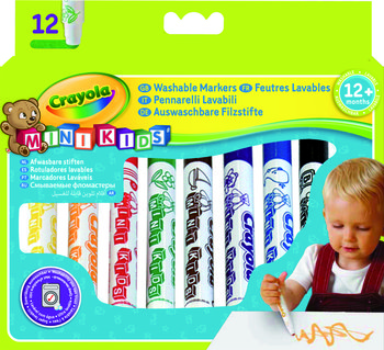 Crayola, flamastry zmywalne Mini Kids, 12 kolorów - Crayola