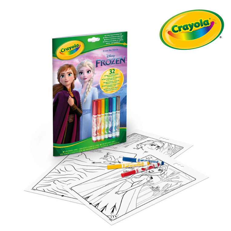 Crayola Kolorowanka dla dzieci z łamigłówkami i flamastrami Kraina Lodu 3+