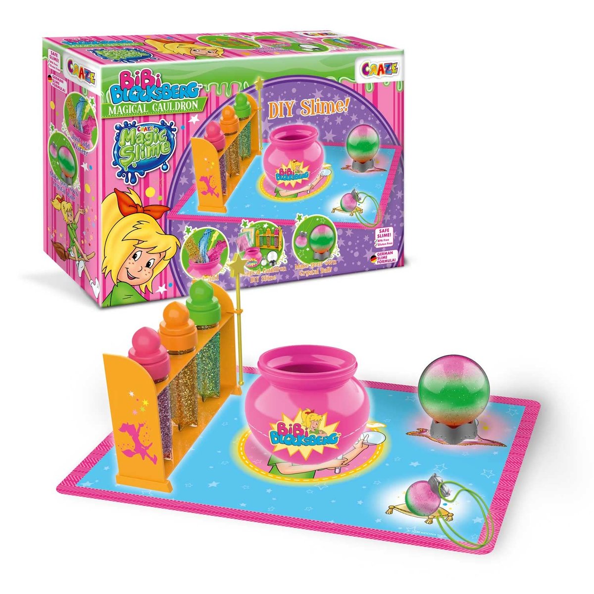 Magic Slime Bibi Blocksberg – Set De 3 Botes De 150 Ml Con Sorpresa, Colores Aleatorios, Sin Gluten Y Sin BPA, Para Niños A Partir De 5 Años