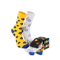 CREA SOCKS, kolorowe skapetki, 2 pary, KOSTKA DO GRY, w pudełku prezentowym, 41/46