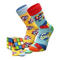 CREA SOCKS, kolorowe skapetki, 2 pary, KOSTKA RUBIKA, w pudełku prezentowym, 41/46