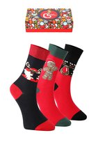 CREA SOCKS | skarpetki świąteczne, 3 pary, CIASTECZKO & RENIFERKI w pudełku prezentowym, 41/46
