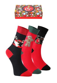 CREA SOCKS | skarpetki świąteczne, 3 pary, CIASTECZKO & RENIFERKI w pudełku prezentowym, 41/46 - Crea Socks