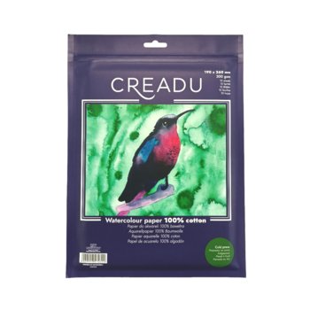 Creadu, Papier do akwareli cold press, 300 gsm, 100% bawełna 190 x 260 mm, 10  - Creadu