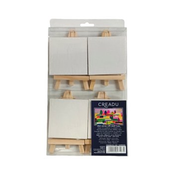 Creadu, Podobrazia bawełniane mini ze sztalugami, 4 szt, 7,5x7,5 cm - Creadu