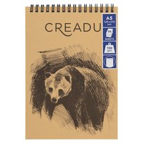 CREADU, Szkicownik A5, 36 kartek, 120g, okładka kraft panda, spirala u góry