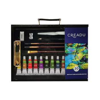Creadu, Zestaw farb akwarelowych z akcesoriami w drewnianym pudełku, 20 elementów - Creadu