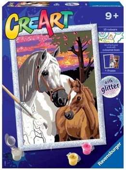 CreArt dla dzieci Malowanie po numerach Konie i zachód słońca - CreArt