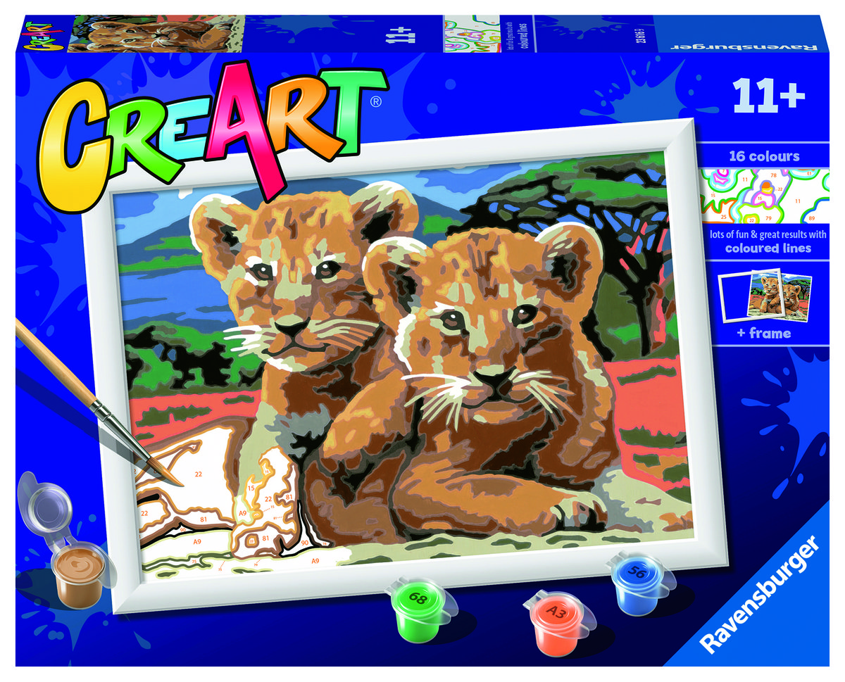 Фото - Малювання Ravensburger CreArt dla dzieci Malowanie po numerach Małe lwiątka 