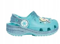 CROCS DZIECIĘCE KLAPKI Z MOTYWEM KRÓLOWEJ LODU NIEBIESKIE 19-20 J6A Crocs