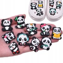 Crocs przypinki 10 szt charms, SŁODKIE PANDY do butów Crocs ozdoba, piny